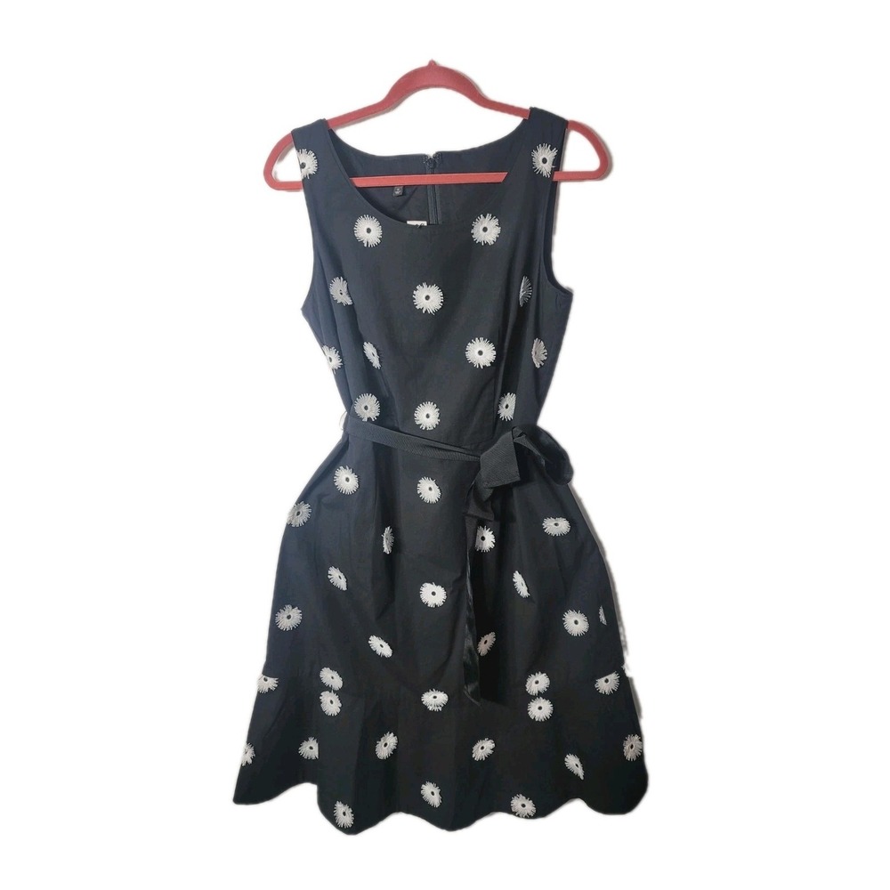 Talbots Womens Black White Floral Dandelion Dress 10 Knee Length NWT Party $169